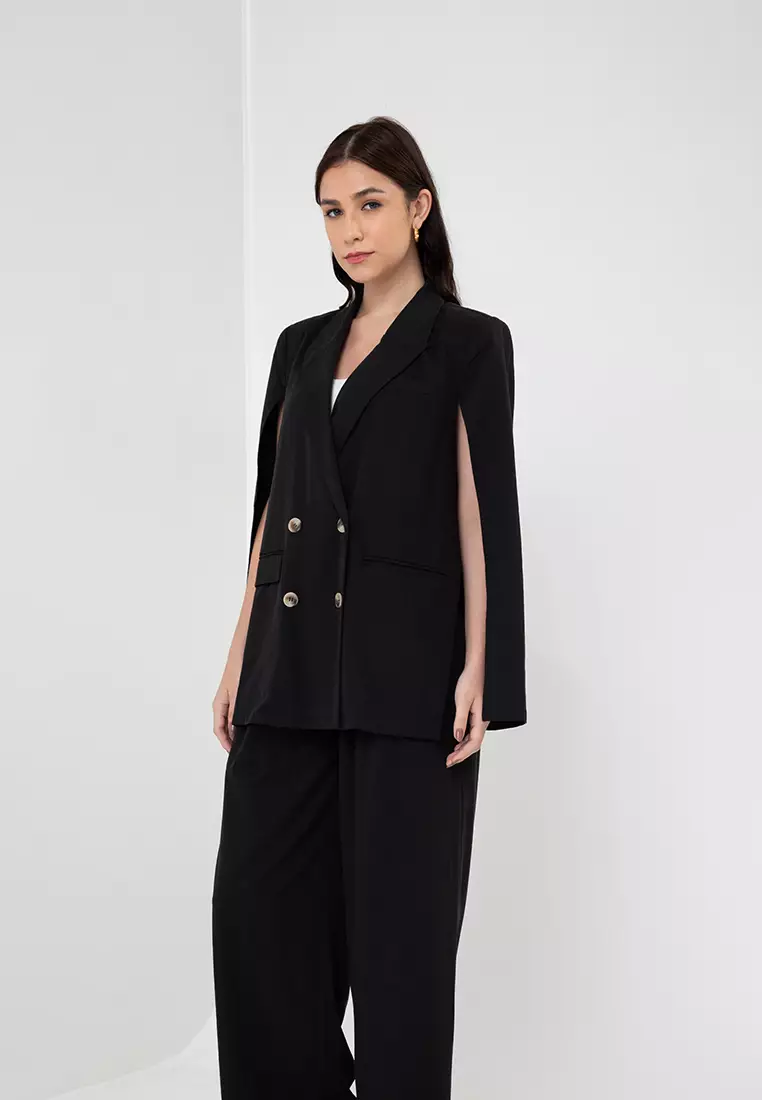 Black cape blazer zara cheap