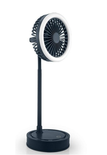 YASE YASE YS2219 Mini Desktop Portable Fan 360 Degree Adjustable with Large Wind and LED Light (Warm) Blue D030AES9DAB836GS_1