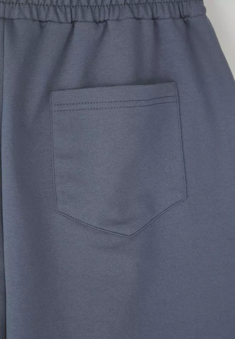 Blue Basic Oversize/Wide Cut Elastic Waist Lace-Up Shorts TMNSS22SR0257