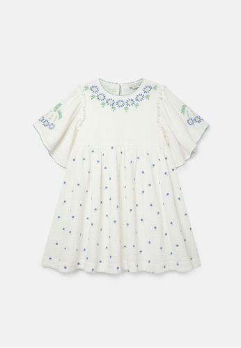 STELLA MCCARTNEY white Stella McCartney Kids Girls Tiny Flowers Embro Gauze Dress E528AKA5DB798BGS_1