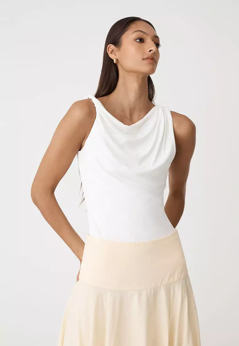 Cici Bamboo Twist Shoulder Top