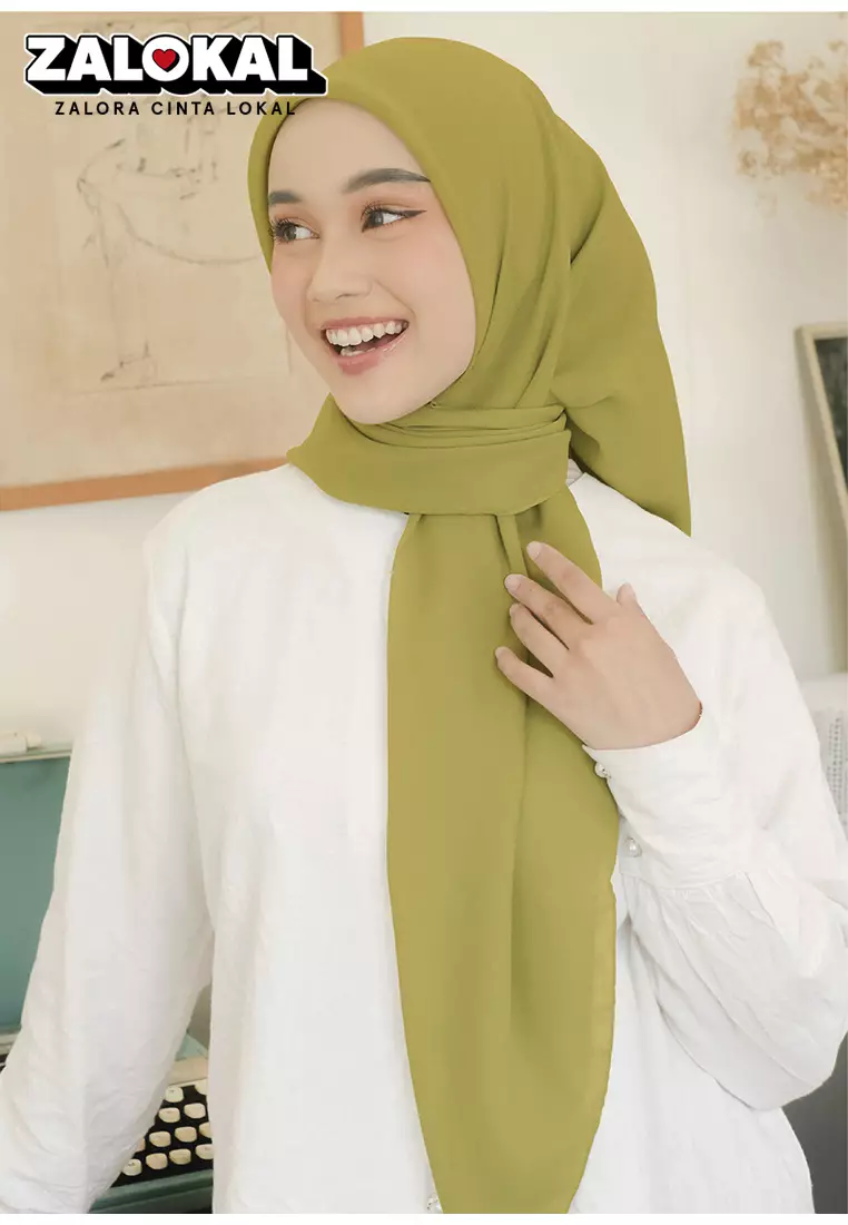 Polly Cotton (Hijab Segiempat Bella Square) Zaitun