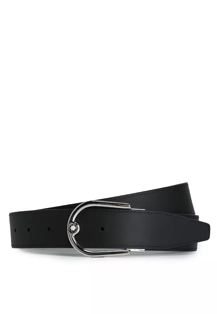 Horseshoe Buckle Printed Reversible Leather Belt 35mm (tr)