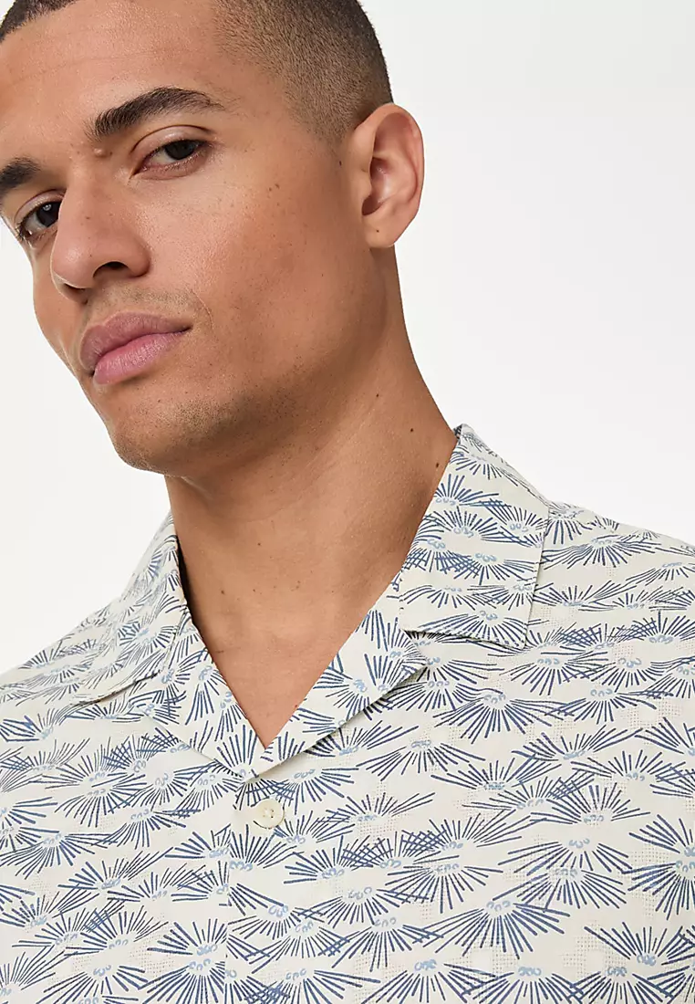 Pure Cotton Cuban Collar Shirt