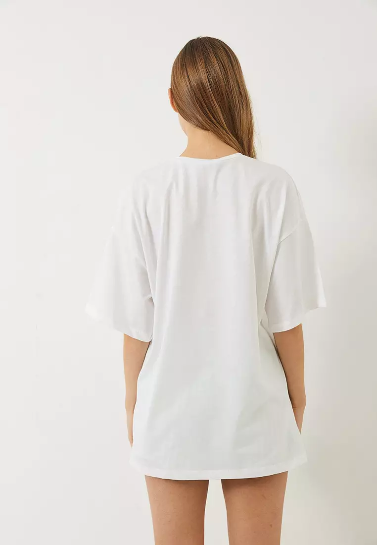 Women's Tennis Teddy Printed Oversize T-Shirt 6005 60283084