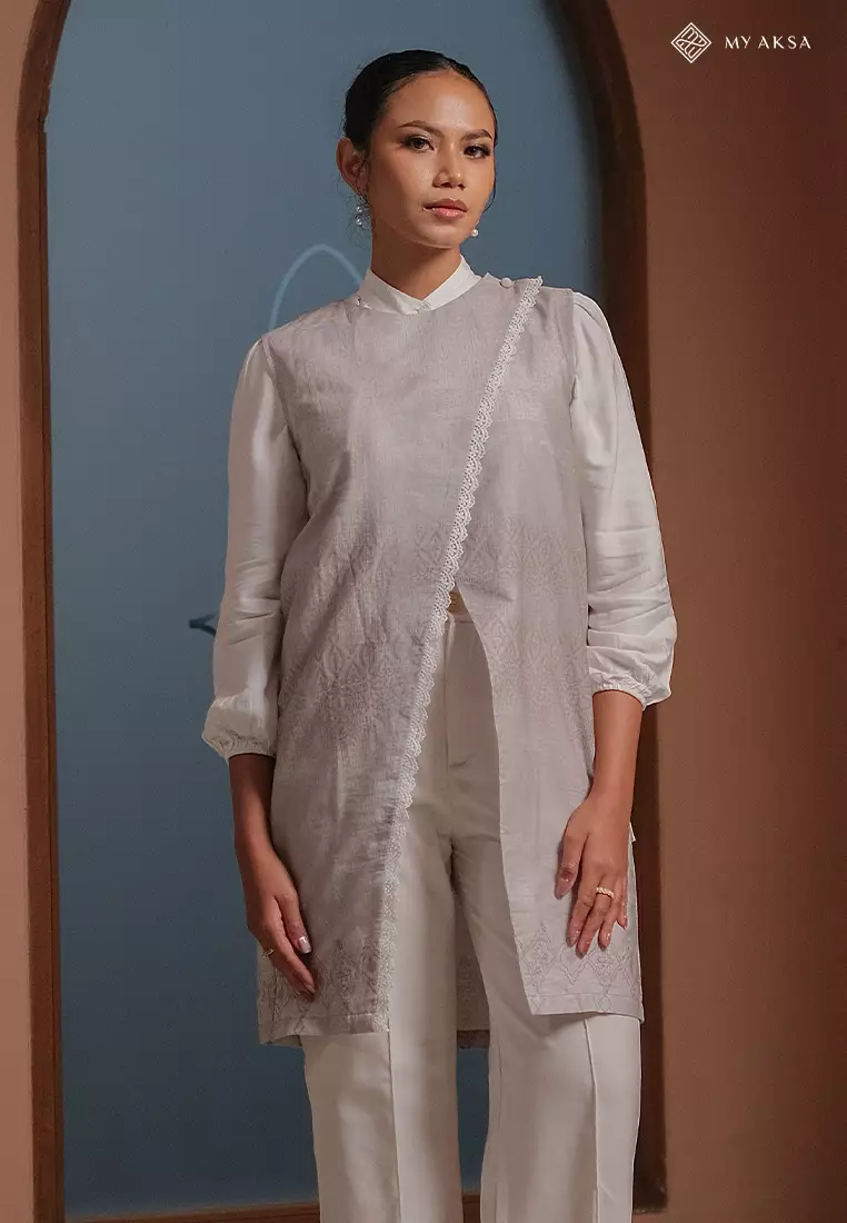 My Aksa Outer Wanita Unsleeve Al Qolbu Grey Layer Muslim Modern Premium
