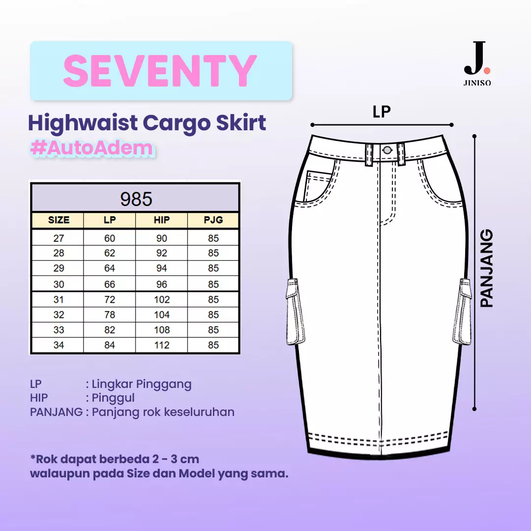 Highwaist Rok Cargo Jeans Panjang 985 SEVENTY