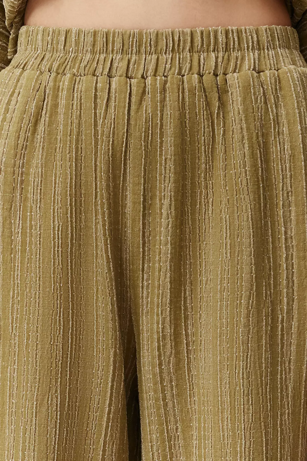 Elastic Waist Textured Pants