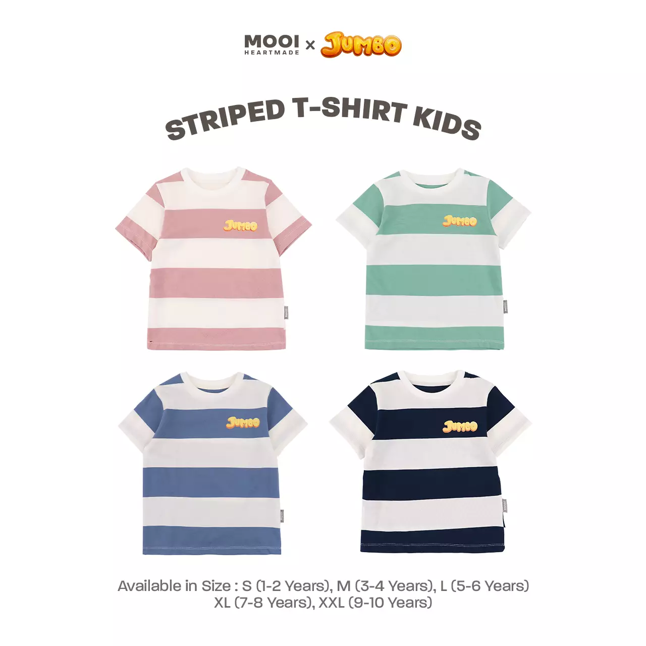 Mooi X Jumbo Kaos Anak Unisex T-shirt Striped Kids - Pink