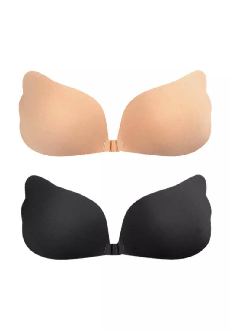 Plunging Push Up Nubra in Nude Seamless Invisible Reusable Adhesive Stick  on Wedding Bra 隐形聚拢胸