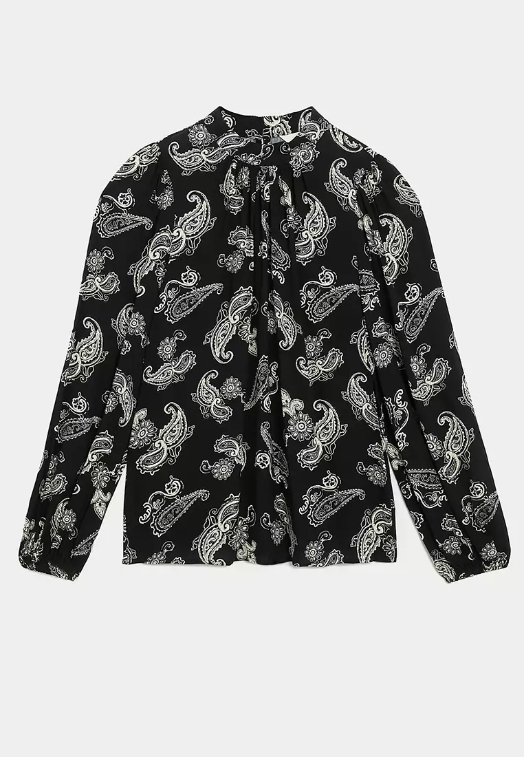 Printed High Neck Blouse