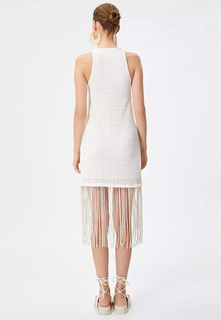 Şahika Ercümen X KOTON Fringe Openwork Dress