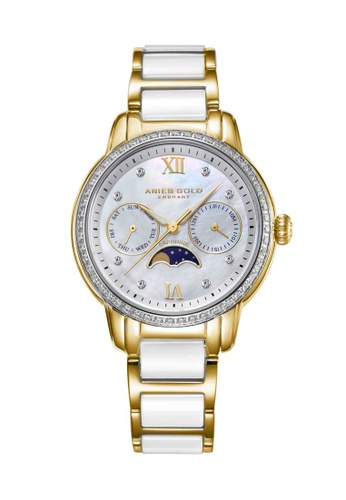 Aries Gold 白色 Aries Gold Enchant Luna White and Gold Watch A77B2AC02731A5GS_1