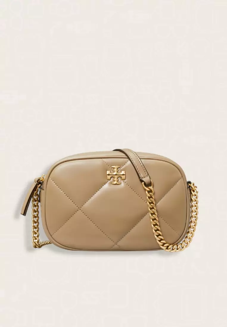 Tory Burch Kira Diamond Quilt Camera Bag Taupe Oak