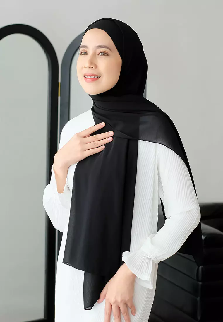 Bawal Instan Shawl Tali (Pashmina Tali Ceruty Babydoll) Black