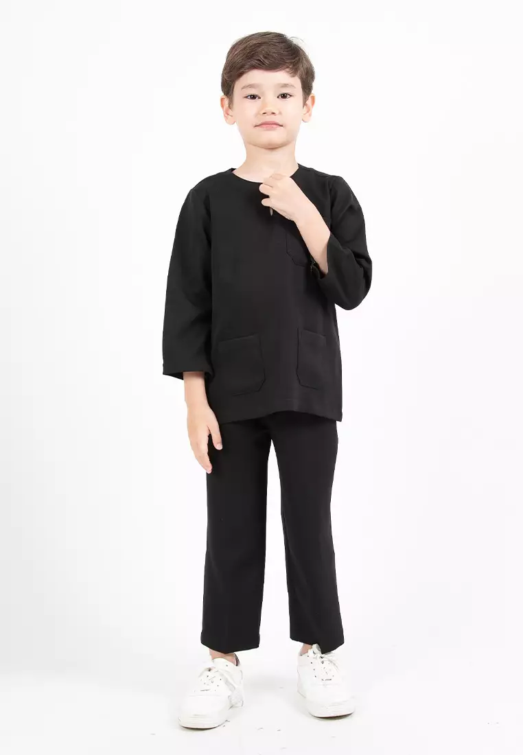 Alain Delon Slim Fit Baju Johor Ayah Anak Sedondon set - 19024504A-99Black