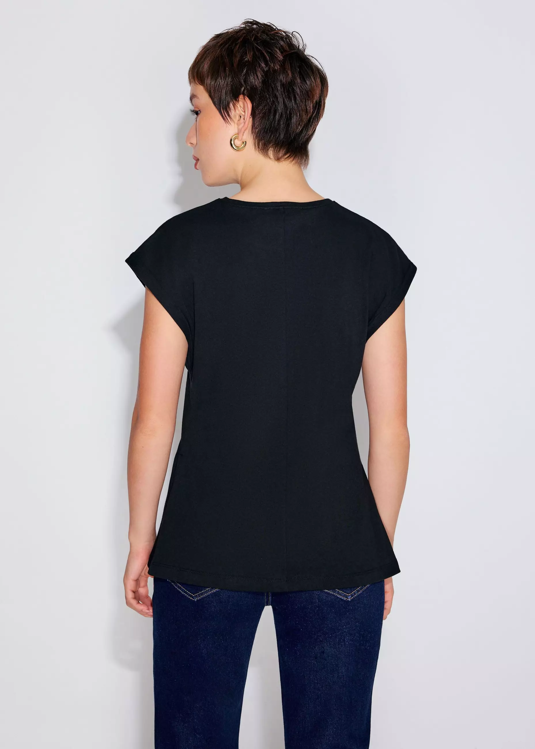 Atasan Wanita - Kelly Cotton Round Neck Drop Shoulder T-shirt