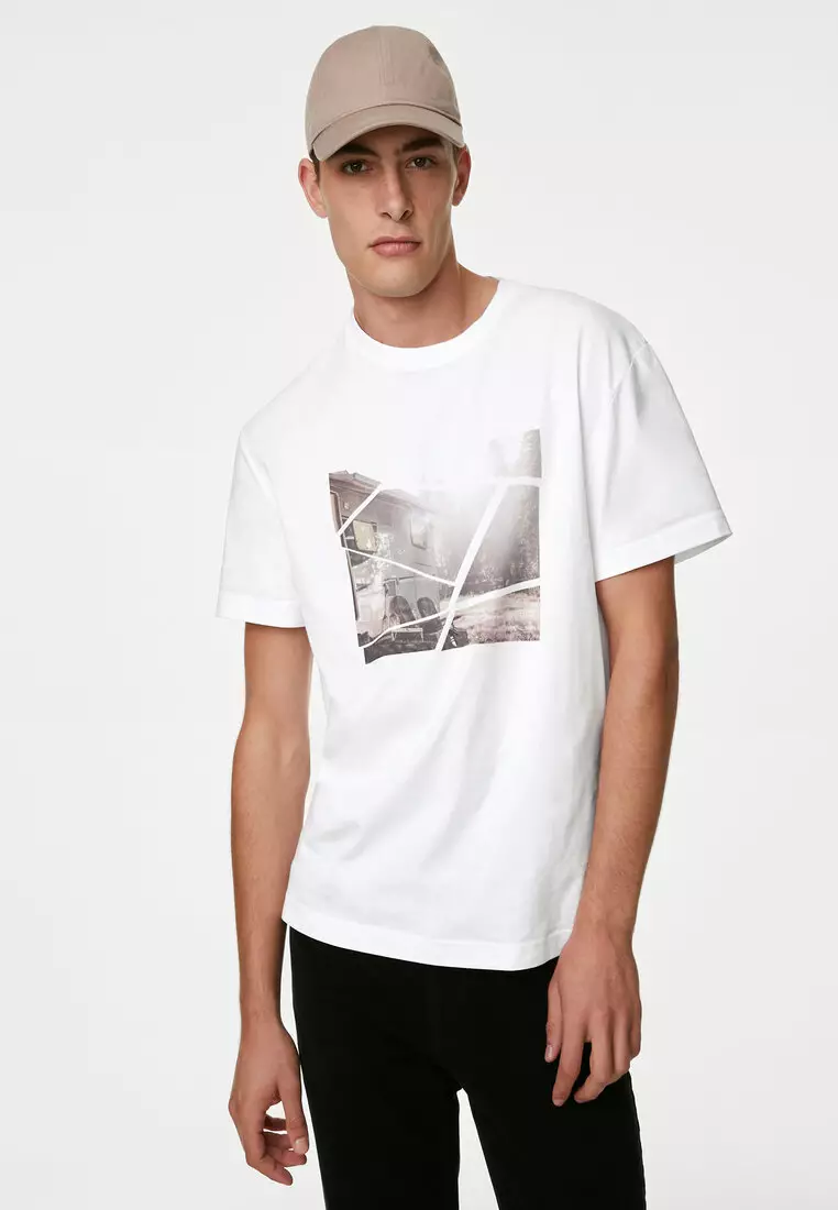 Buy MARKS & SPENCER M&S Collection Pure Cotton Graphic T-Shirt