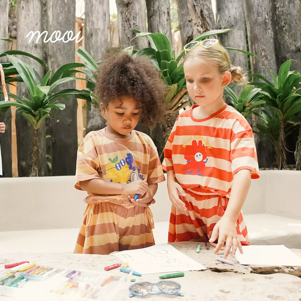 Mooi Setelan Anak Perempuan Nicole Striped Set - Dark Green