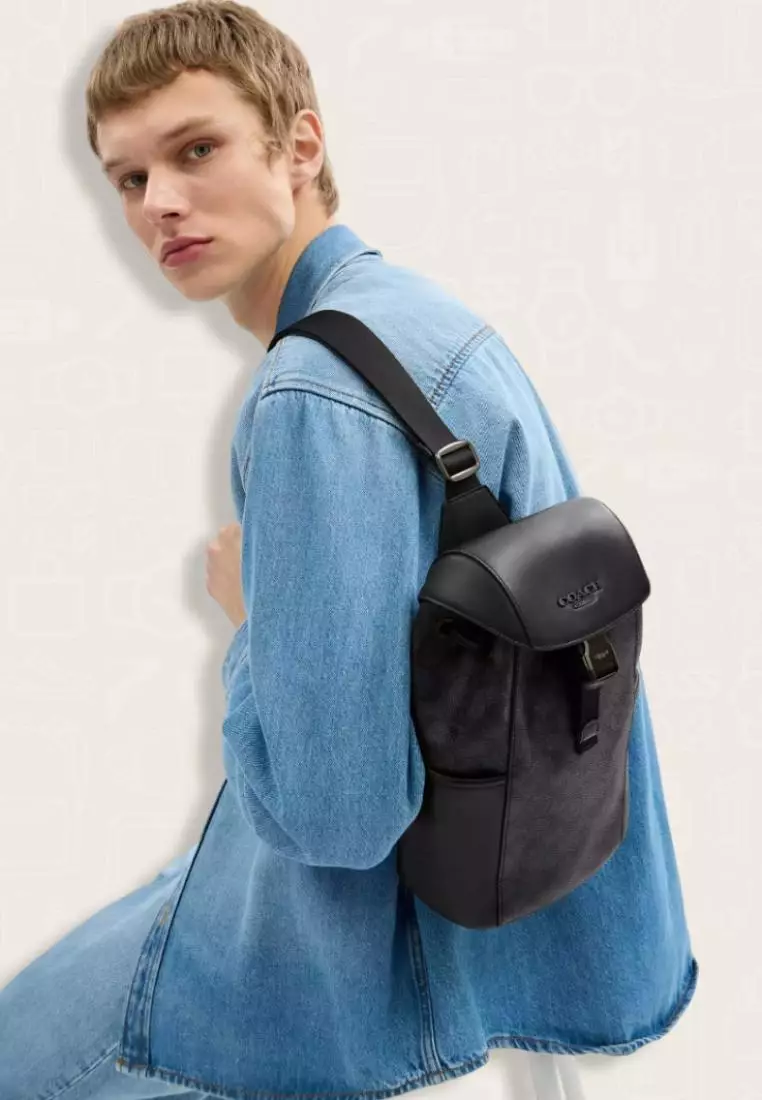 Coach Racer Pack In Signature Charcoal Black