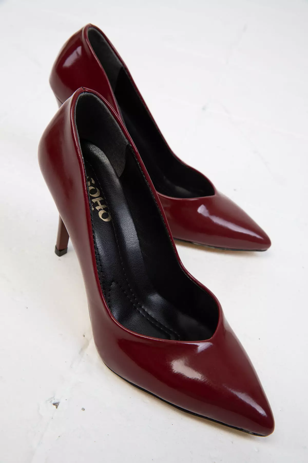 Claret Red Patent Leather 19549 Classic Women's Heeled Shoes