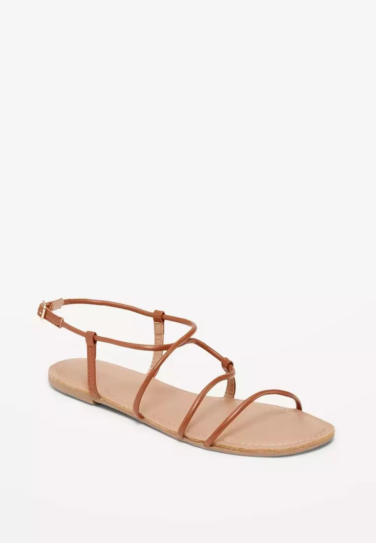 Discount on Old Navy  shoes - SKU: Faux-Leather Asymmetric Strappy Sandals For Women