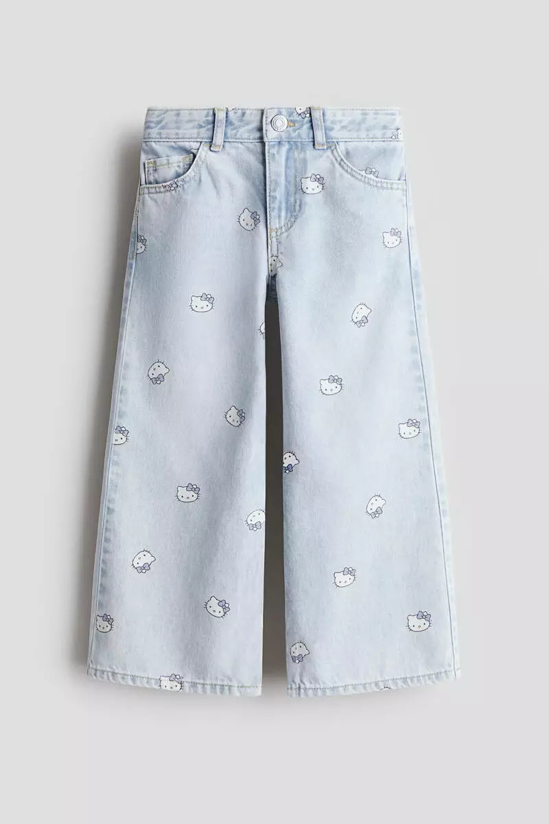 Printed Wide Leg Jeans