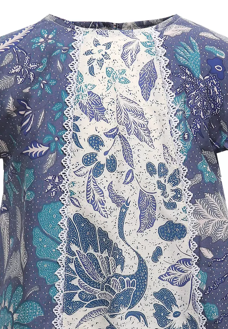 Blouse/ Blus Anak Perempuan Noela Grey Batik Junior Girl Casual