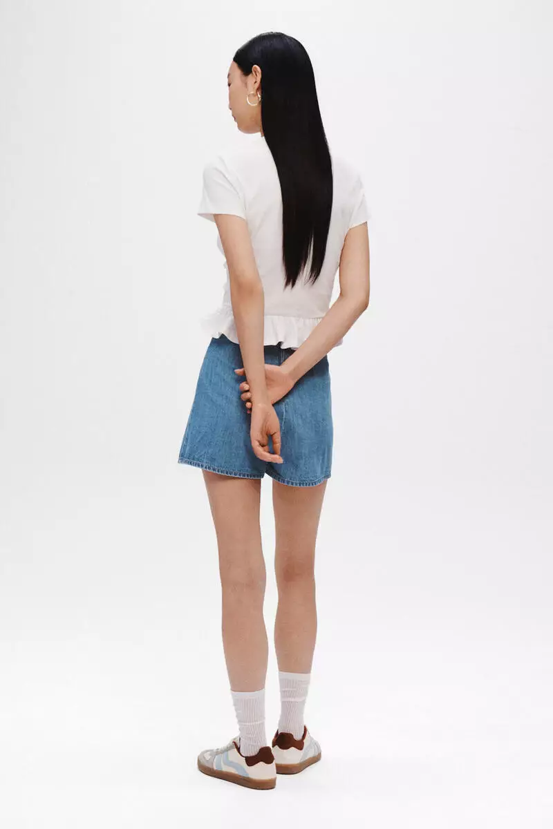 Wrapover denim skort