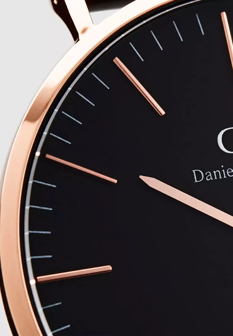 Classic Cornwall 40mm Watch - Black dial 尼龍  Nato starp - Rose gold - 男士手錶 男錶 - DW Watch 丹尼爾惠靈頓 for men - Authentic