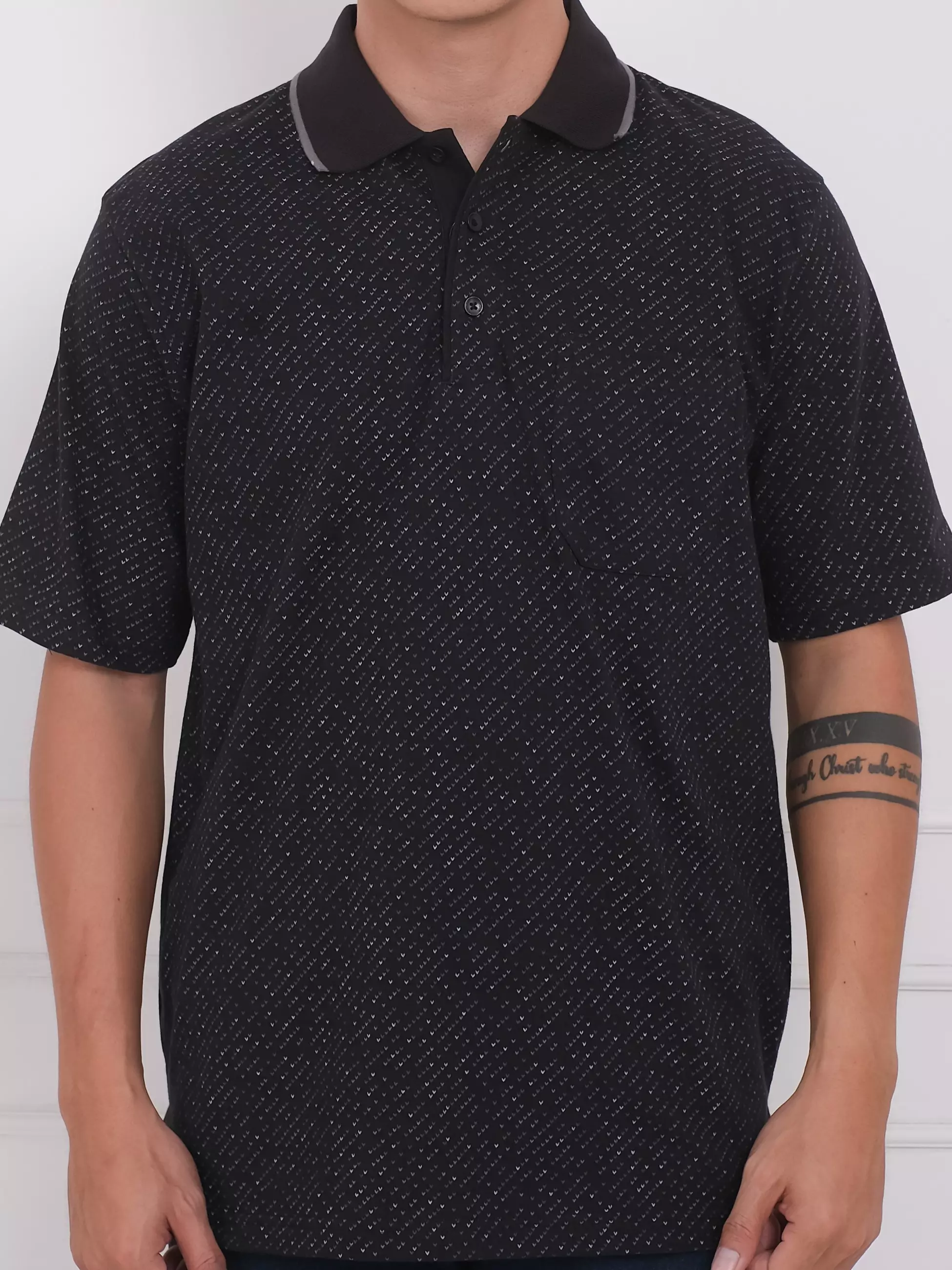 Andre Michel Polo Shirt Lengan Pendek Hitam Motif 3402
