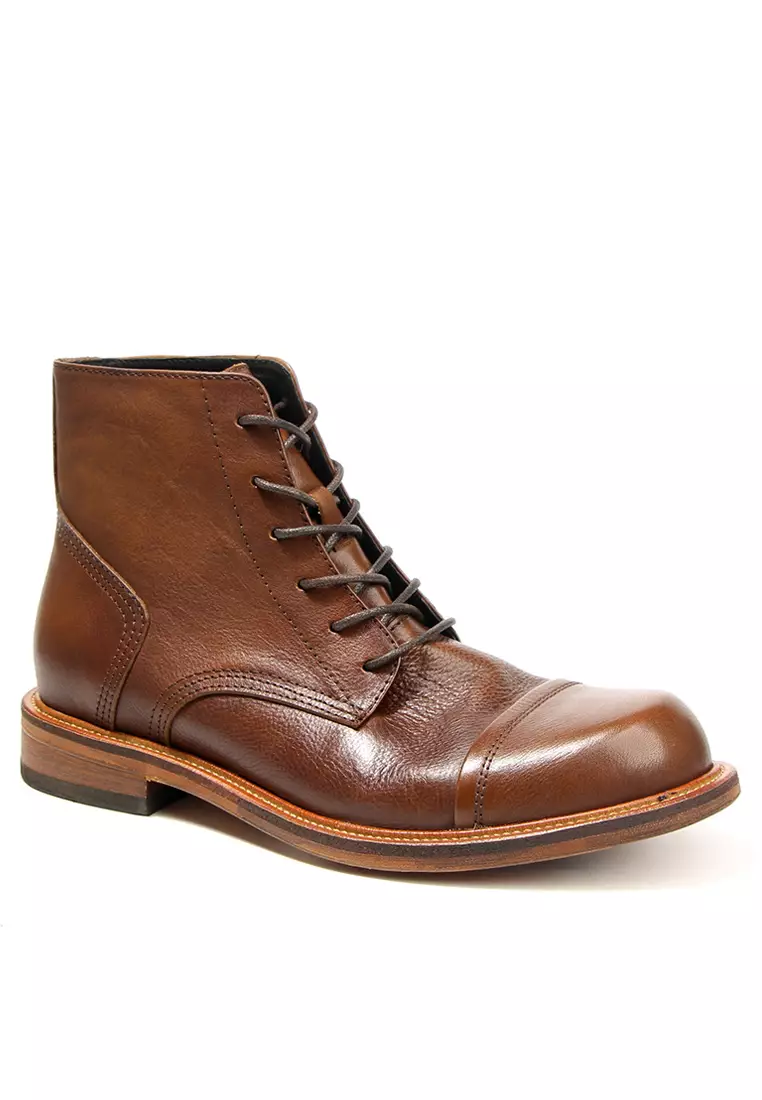 Mens lace up hot sale cap toe boots