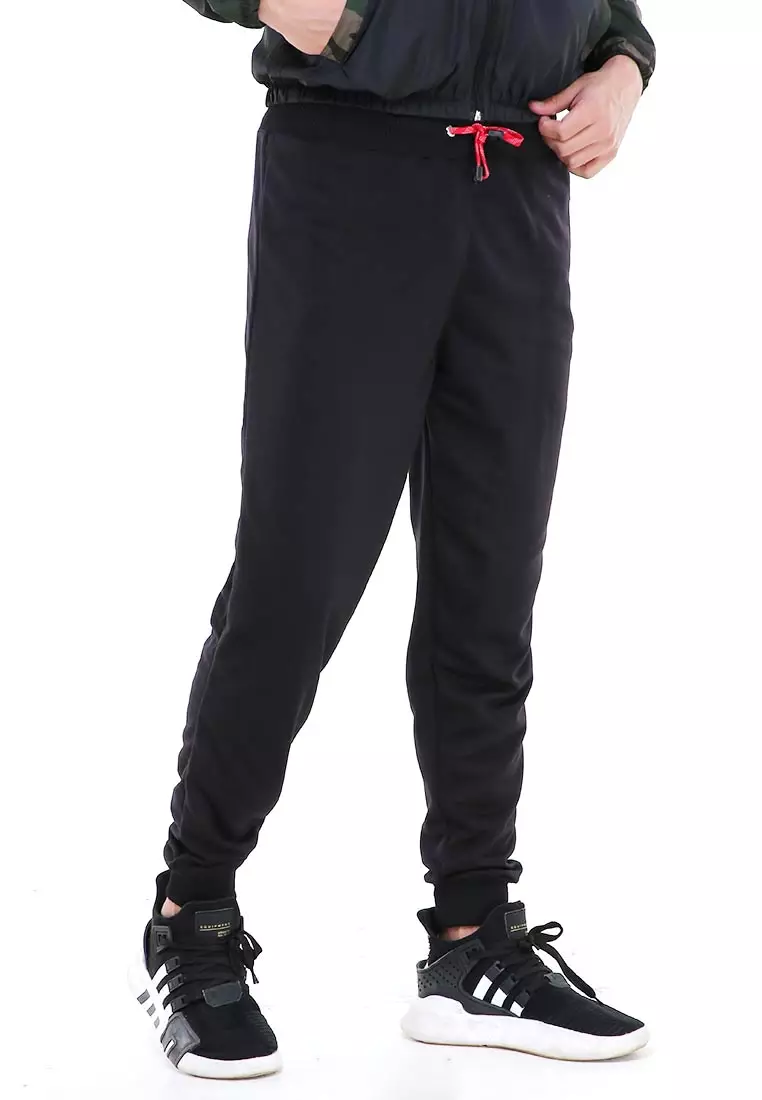 Locko Celana Panjang Jogger Pria Plain Sporty Casual Long Pants Material Babyterry ORIGINAL - Black