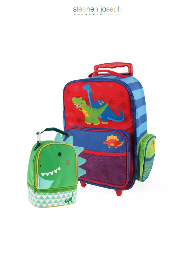 Trolley Bag with Lunch Bag for Kids Dino Red Lunch Pal
