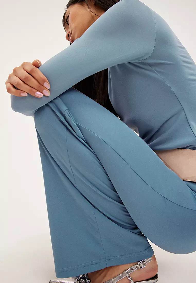 Wide leg soft trousers cheap
