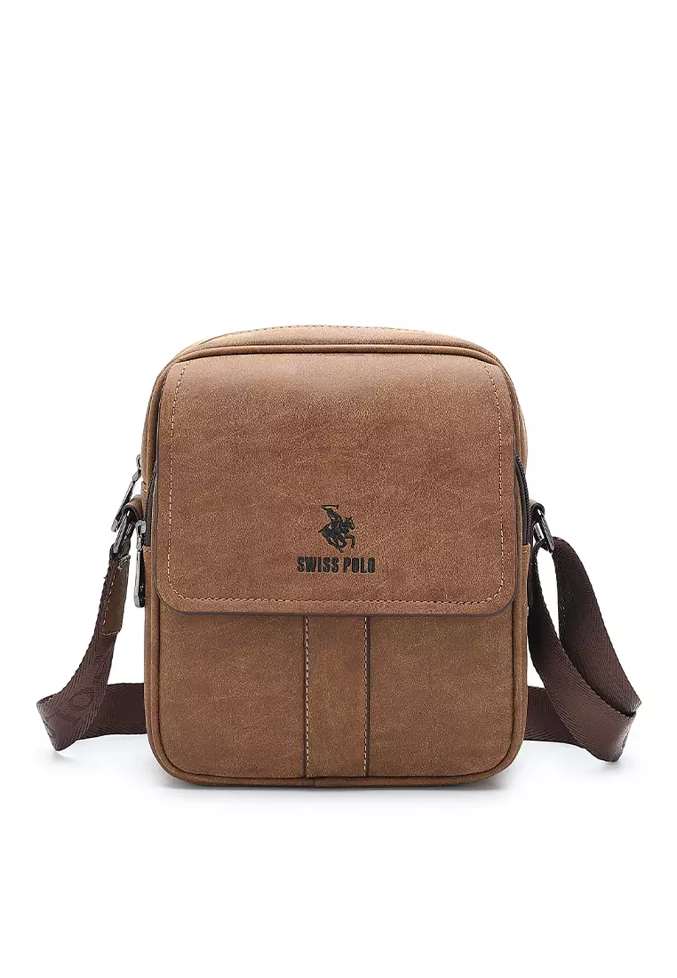Swiss Polo Men's Sling Bag Crossbody Bag Light Brown 2025
