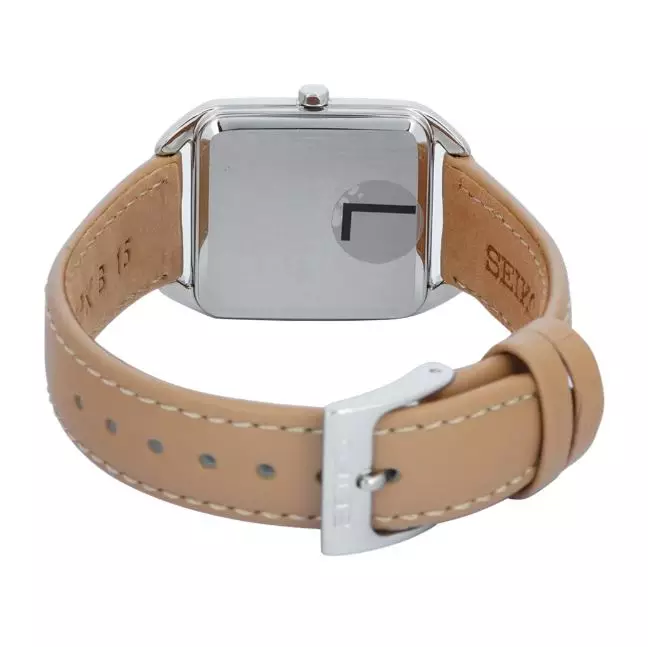 Jam Tangan Wanita Seiko SWR089 SWR089P1 Strap Leather Brown Buckle Classic Madam Beige Dial Brown Color
