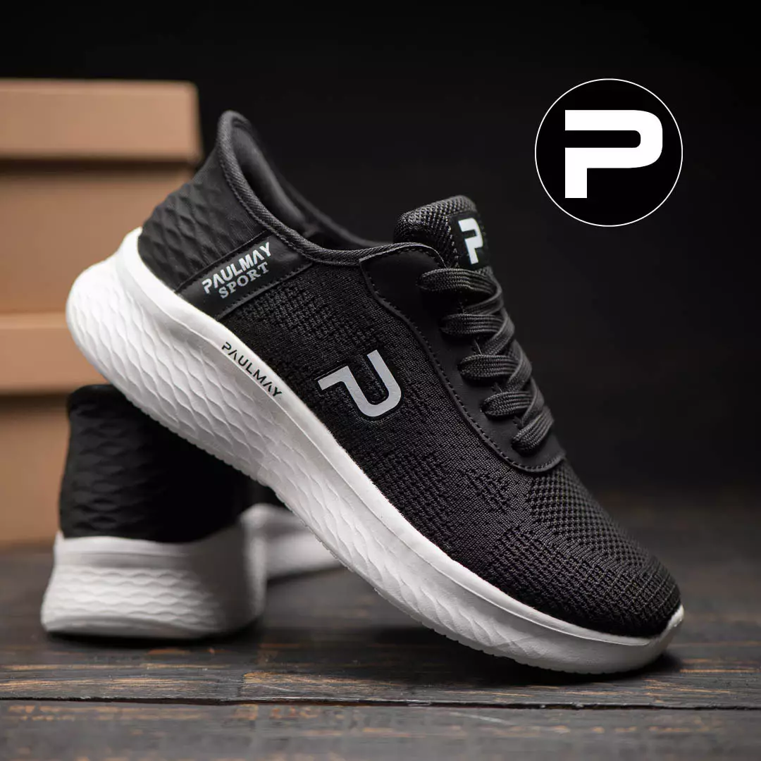 PAULMAY - Sepatu Sneakers Running Pria Go Run Black White