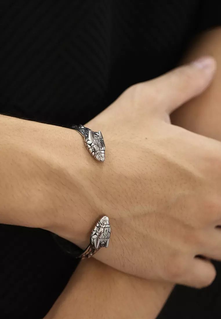 型男質感蛇形開口手鐲