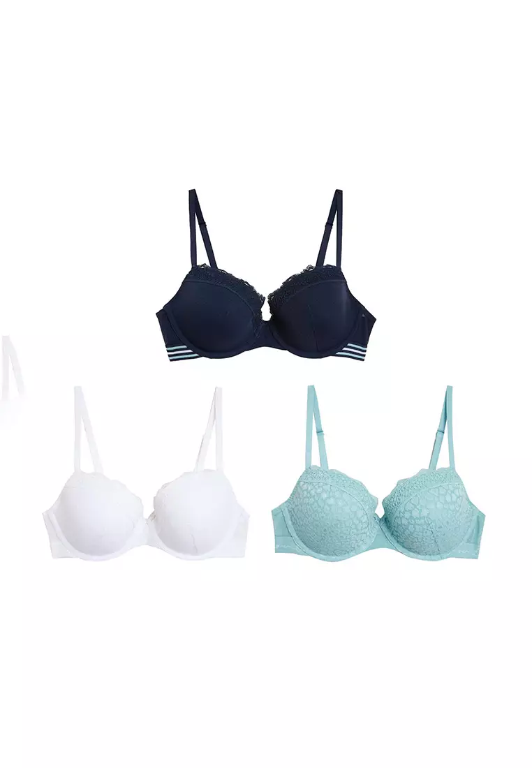 3pk Cotton Wired Full Cup Bras A-E