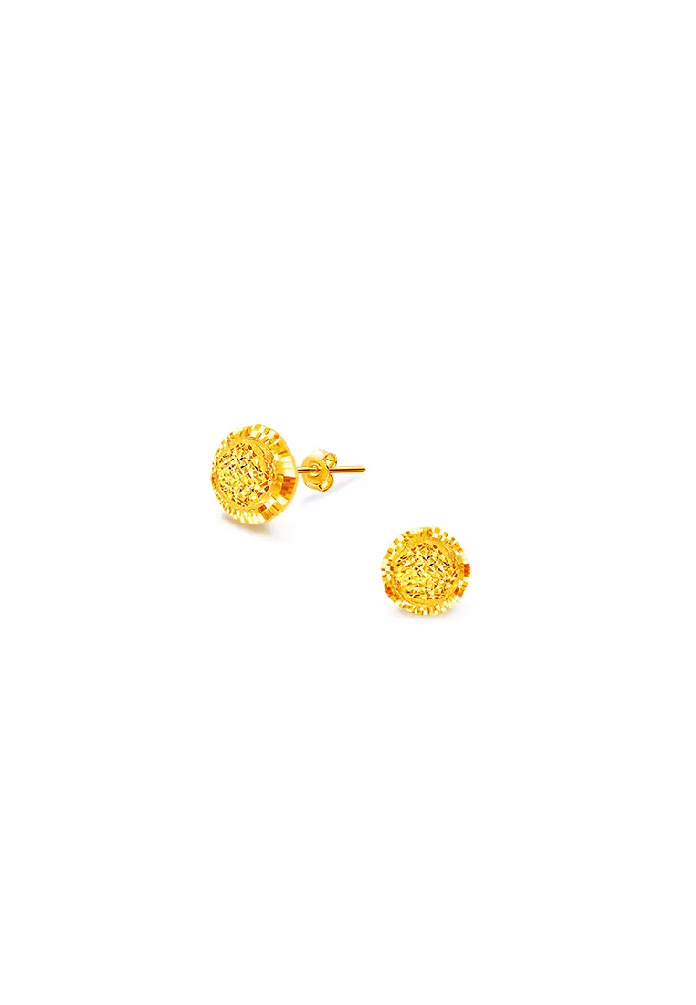 375/9K Gold Sphere Earrings S104 (L Size)