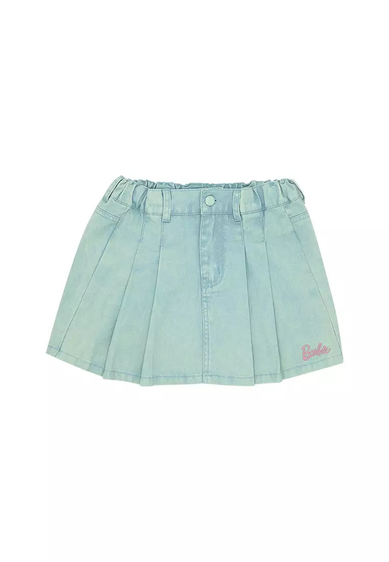 Girls Licensed Twill Skirt with Pleats Light Blue
