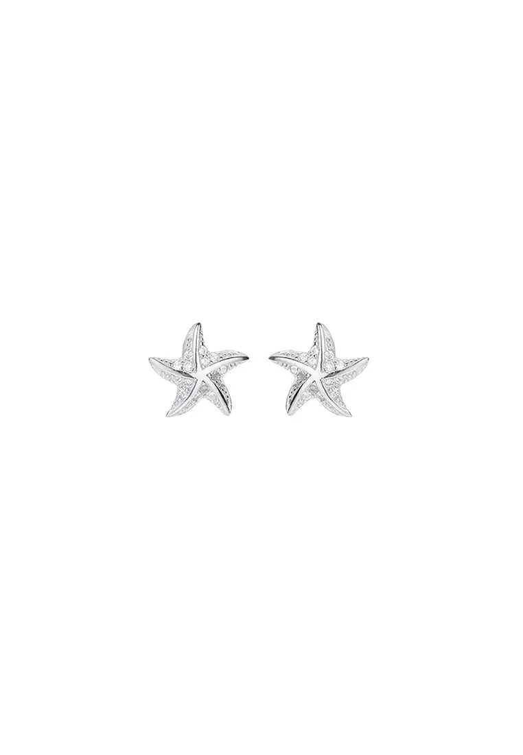 Buy ZITIQUE Women s Diamond Embedded Starfish Earrings Silver
