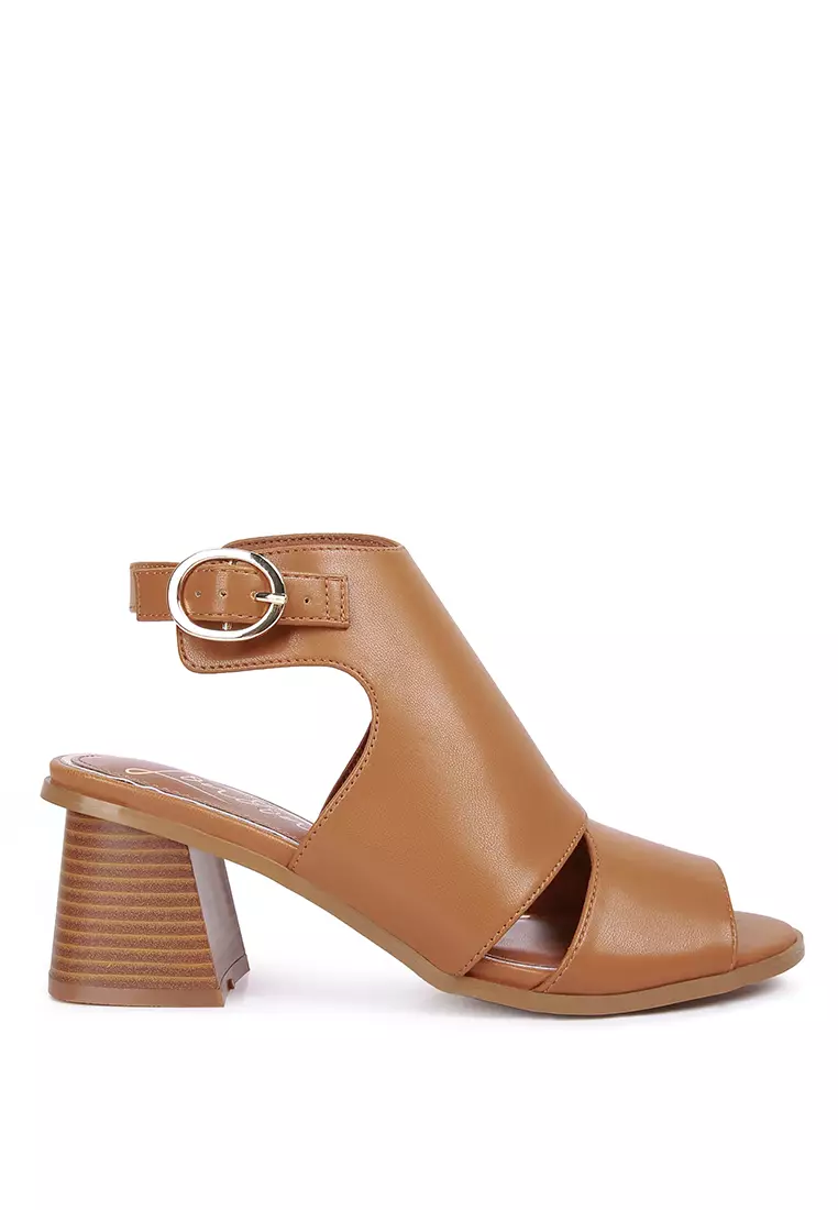 Buy London Rag Tan Pin Buckle Block Heel Ankle Mules 2024 Online