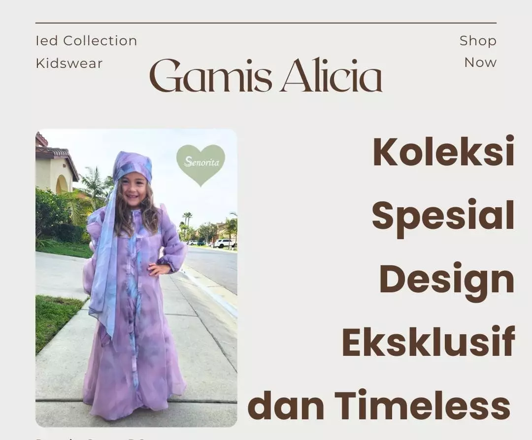 Rinjanie x Senorita - Kids Wear - Gamis anak kekinian - Gamis anak set hijab - Hari Raya 2025 - Creme Brulee