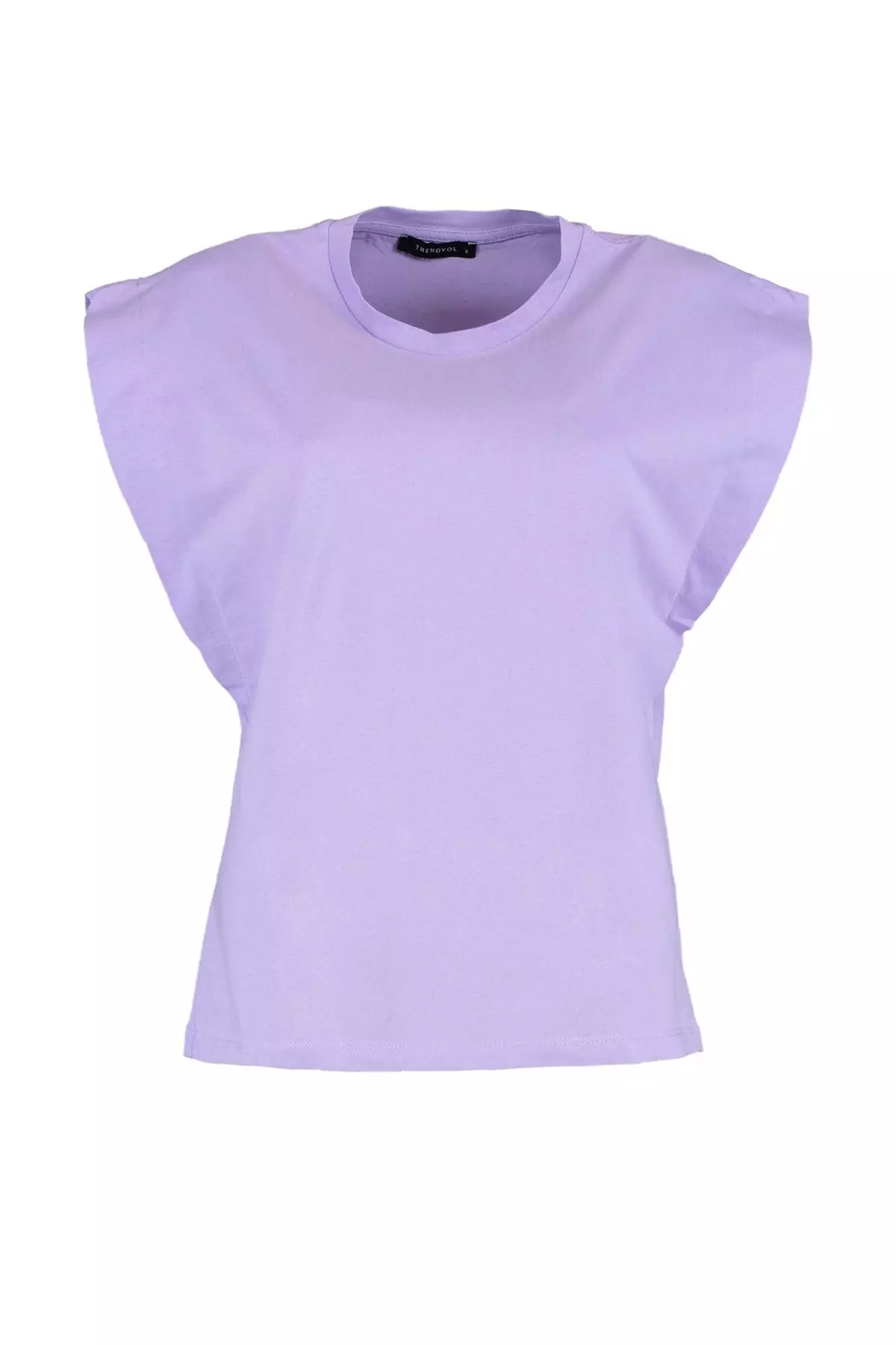 Lilac 100% Cotton Wadding Look Basic Crew Neck Knitted T-Shirt TWOSS20TS0021