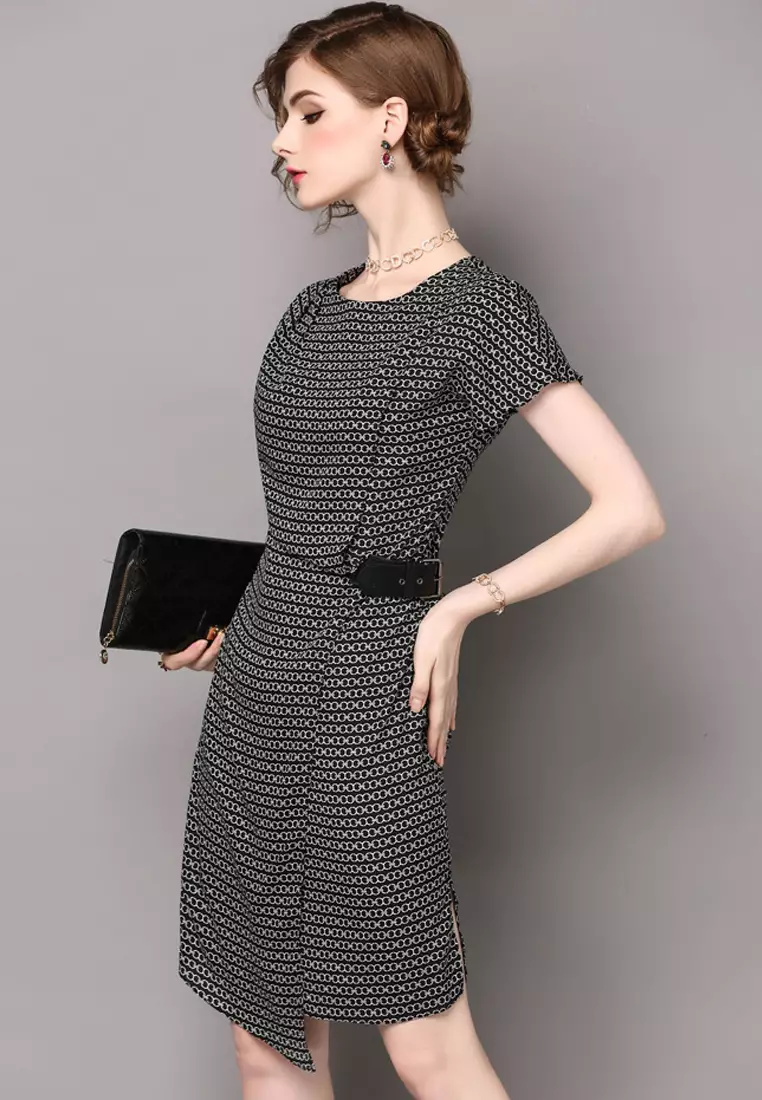 Sunnydaysweety Summer New Print Pattern Short Sleeve One Piece