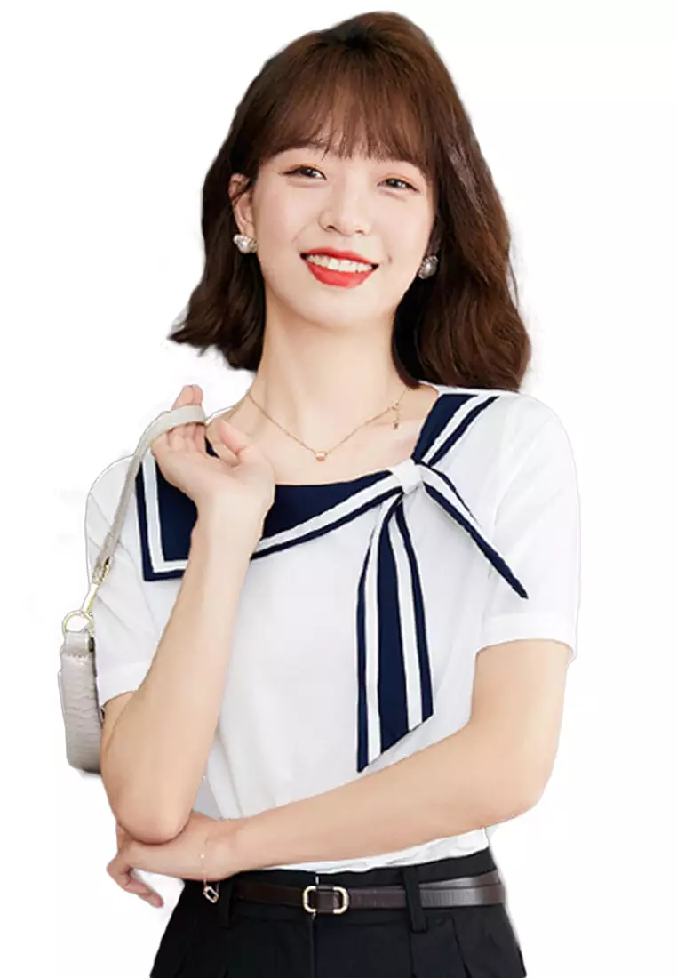 buy-sunnydaysweety-western-style-navy-blue-collar-loose-short-sleeved