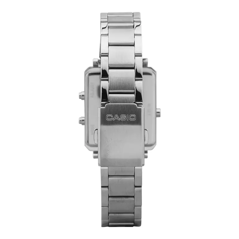 Jam Tangan Pria Casio General MTP-B205D-1EDF Men Black Digital Analog Dial Silver Stainless Steel Band