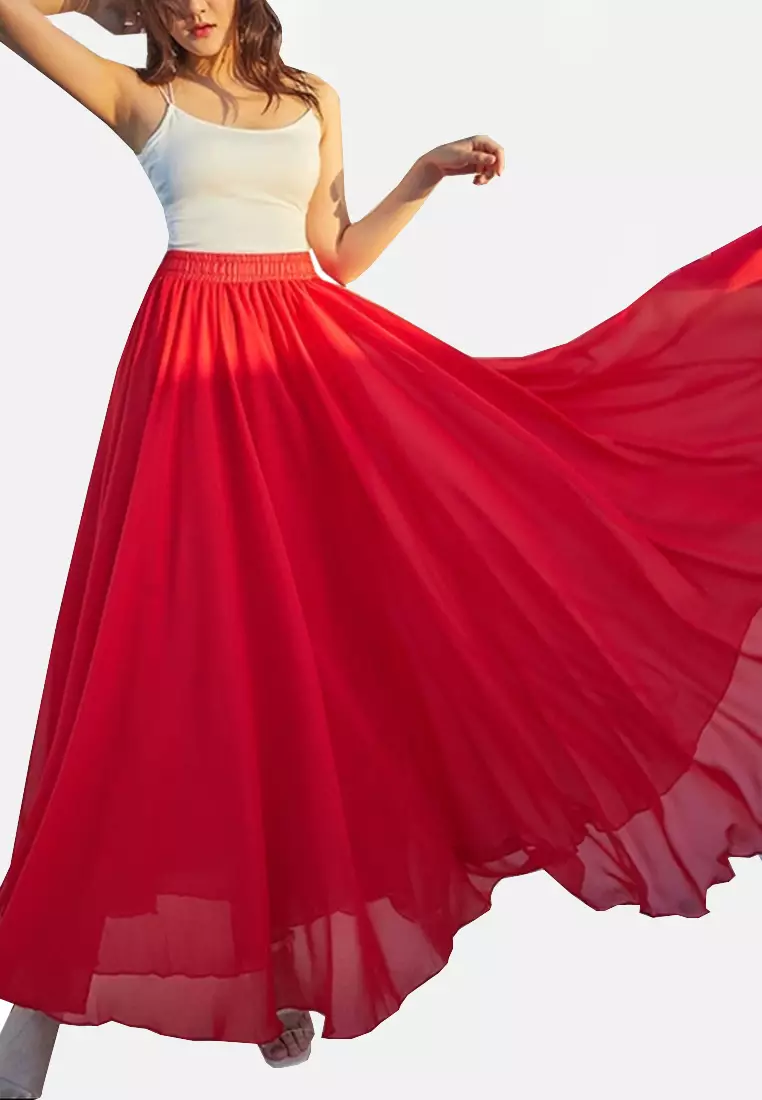 Chiffon maxi skirt malaysia top